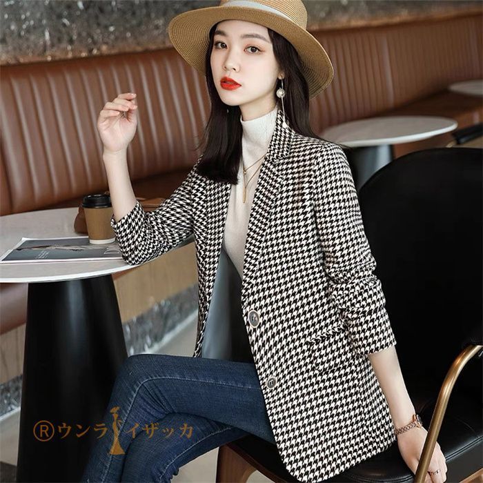 チェックスーツの女2020初秋の新ファッション気質春秋レジャー D400k KumiModa] スーツジャケット レディース グレンチェック
