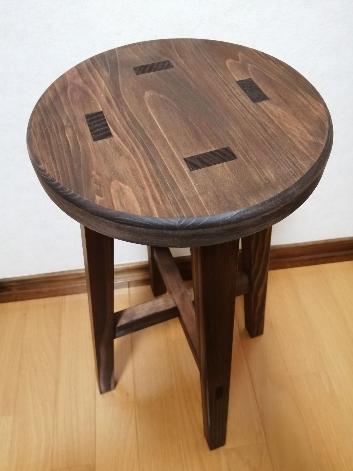 ほぞ組】木製スツール ２脚セット 高さ58cm 丸椅子 stool 猫犬