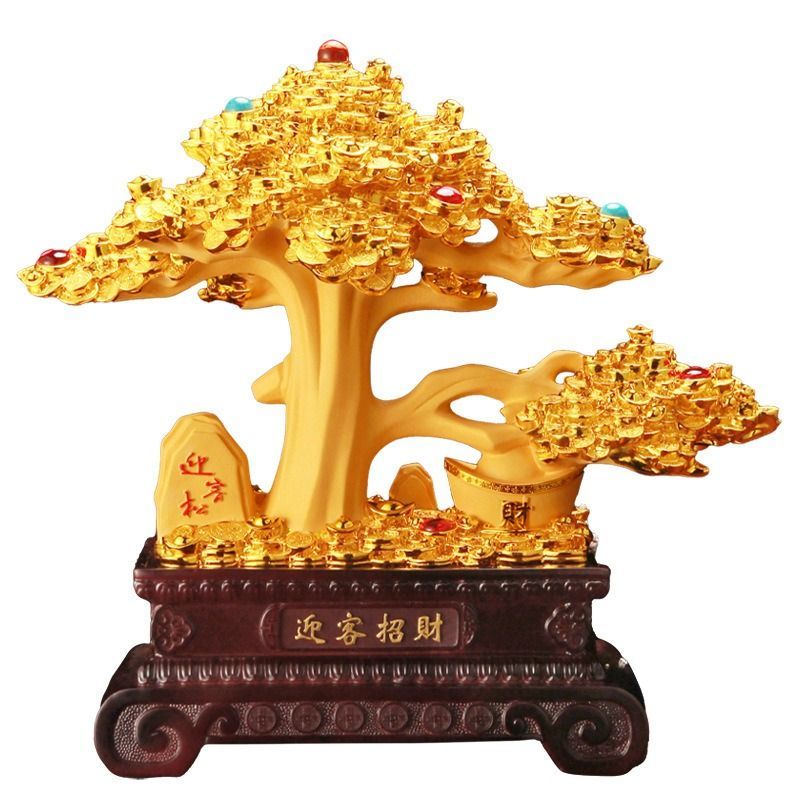 元宝 金のなる木 金 黄金 ゴールド 招財樹 富 繁栄 オブジェ 置物 インテリア 玄関 風水 縁起物 贈り物 プレゼント 樹脂素材 高級感 ...