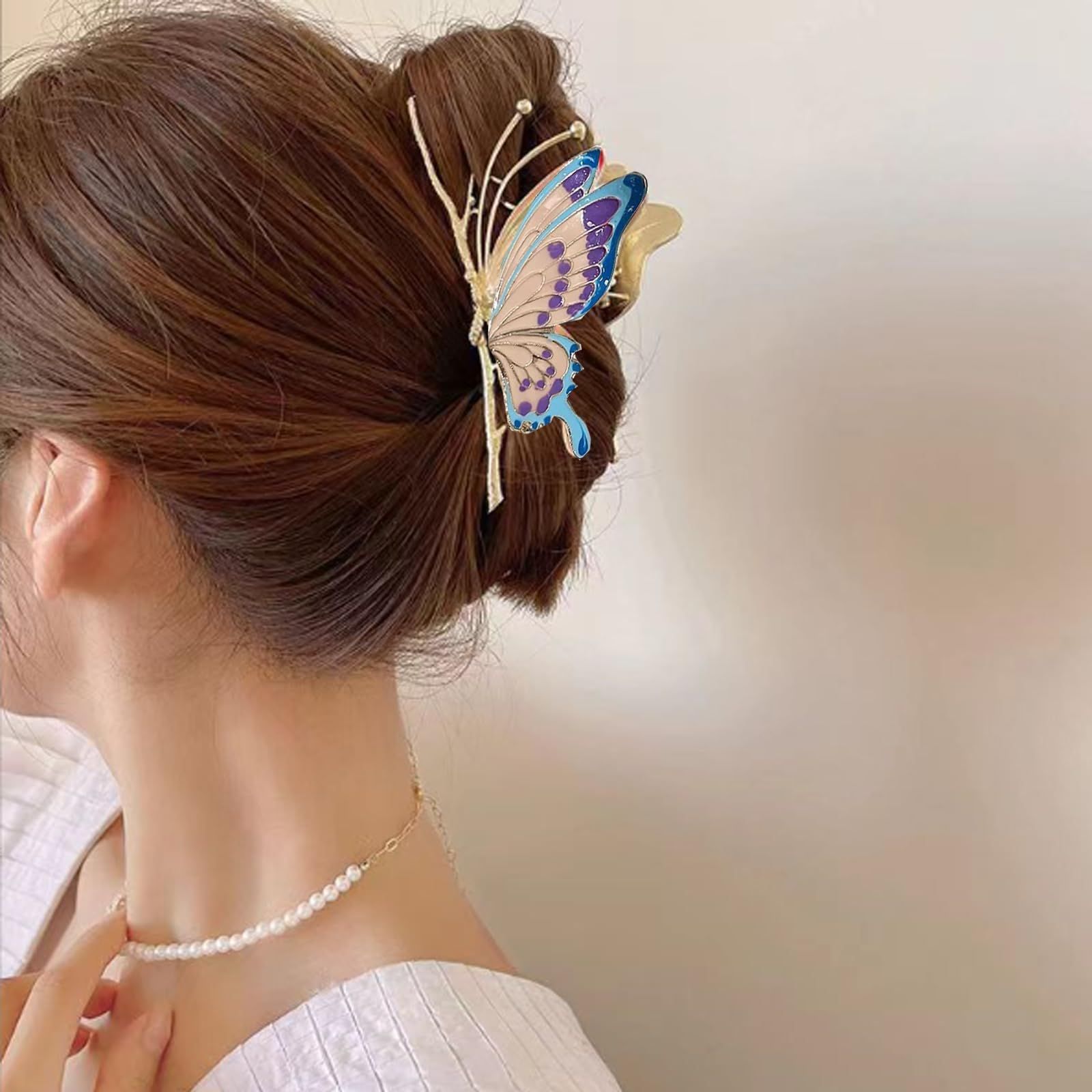  レディース ヘア 韓国風 髪留め クリップ かみどめ シンプル 大 おしゃれ へあくりっぷ オフィス しっかりとまる 大きめ 贈り物 バンスクリップ カラフルな蝶 HAPVITALヘアクリップ クリップ クリップ 輪ゴム