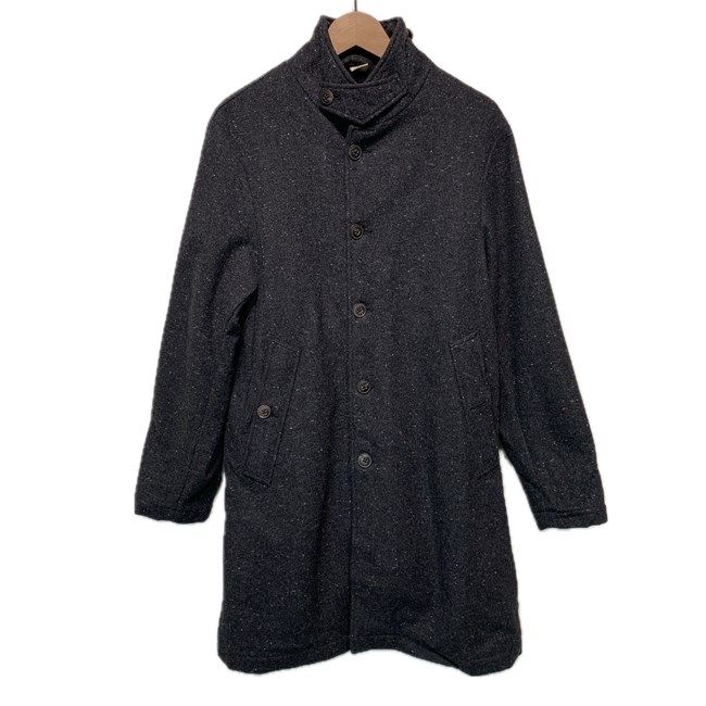 Edition スタンド コート ロング丈 アウター ウール ナイロン ポリエステル 無地 混色 ハイネック ボタン イタリア製 古着