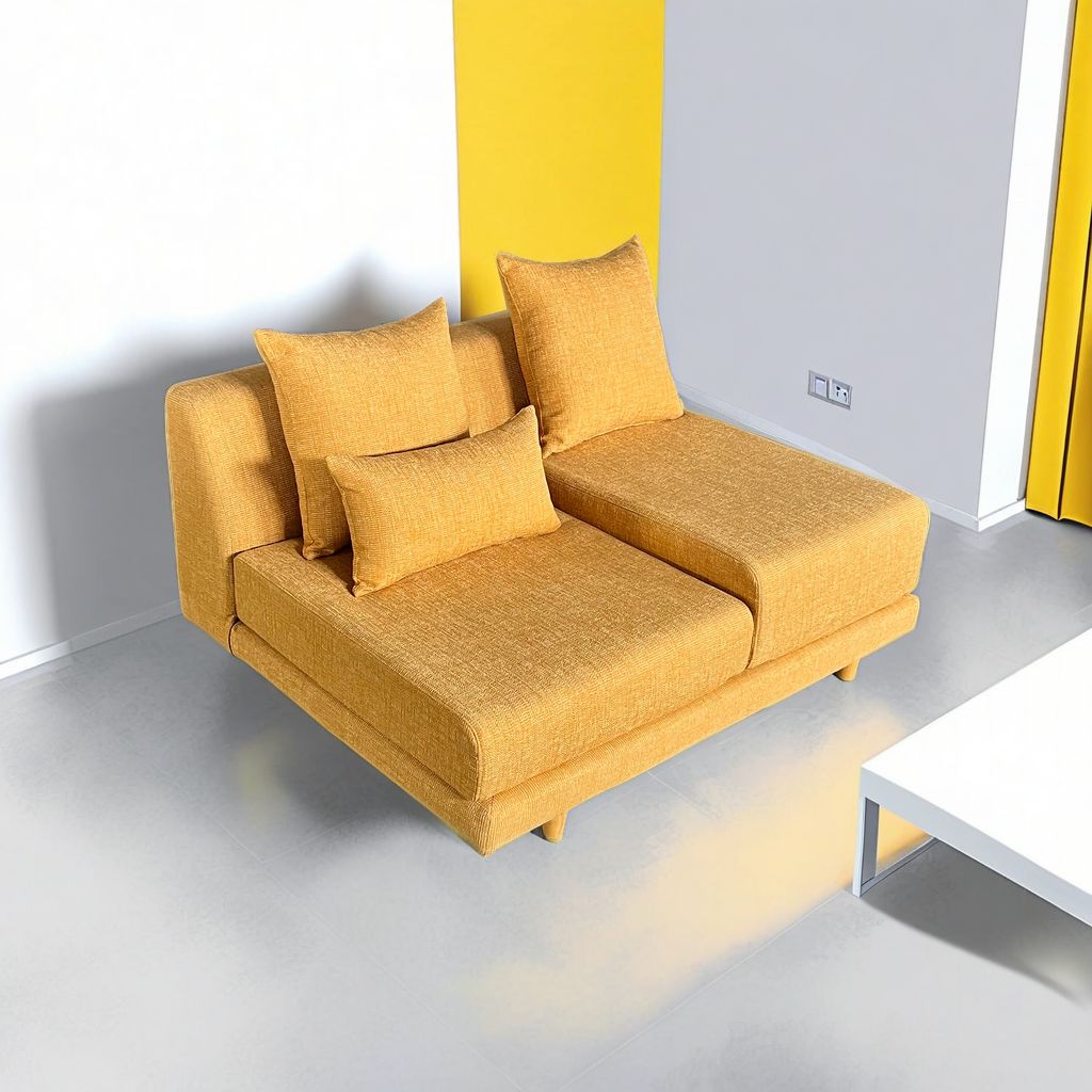 日本製ソファ 2人掛けソファ イエロー 幅120×奥行98×高さ