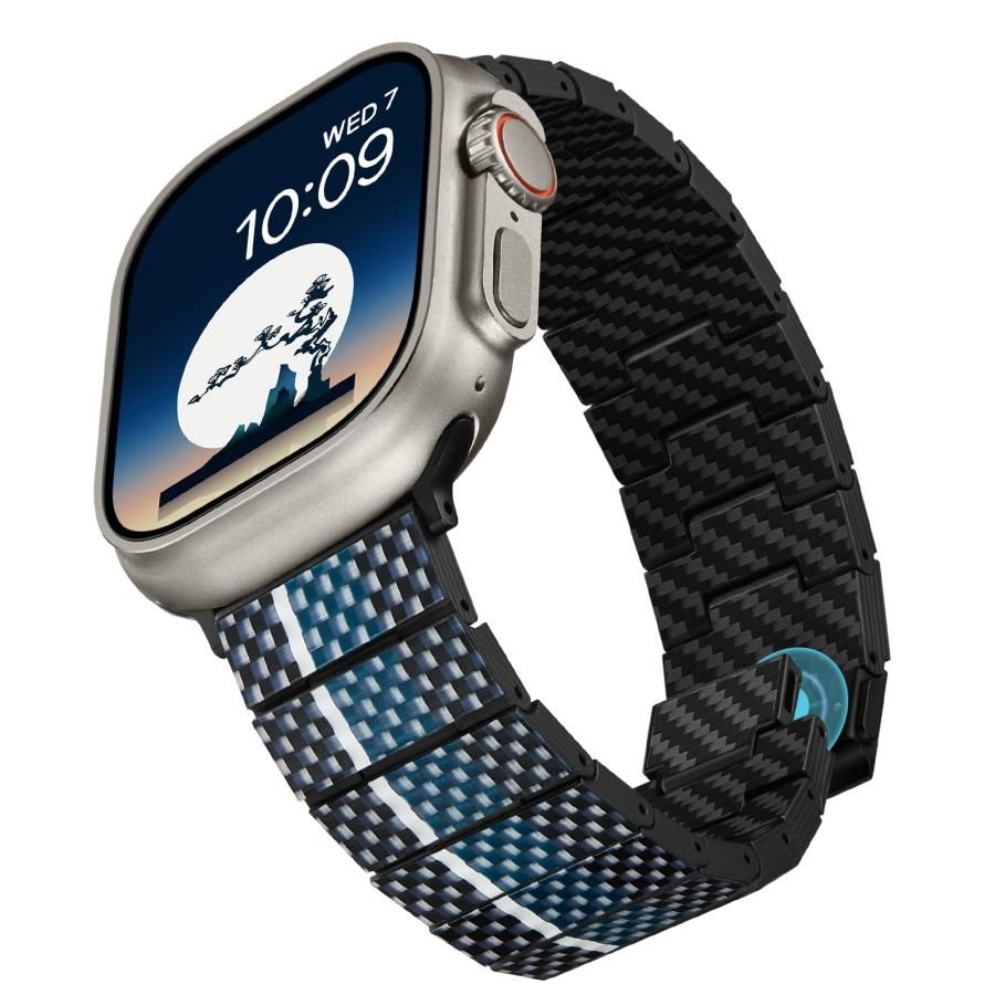 PITAKA AppleWatch バンド カーボン製 Series Ultra2|Ultra|9|8|7|6|SE2|SE|5|4|3 モダン月