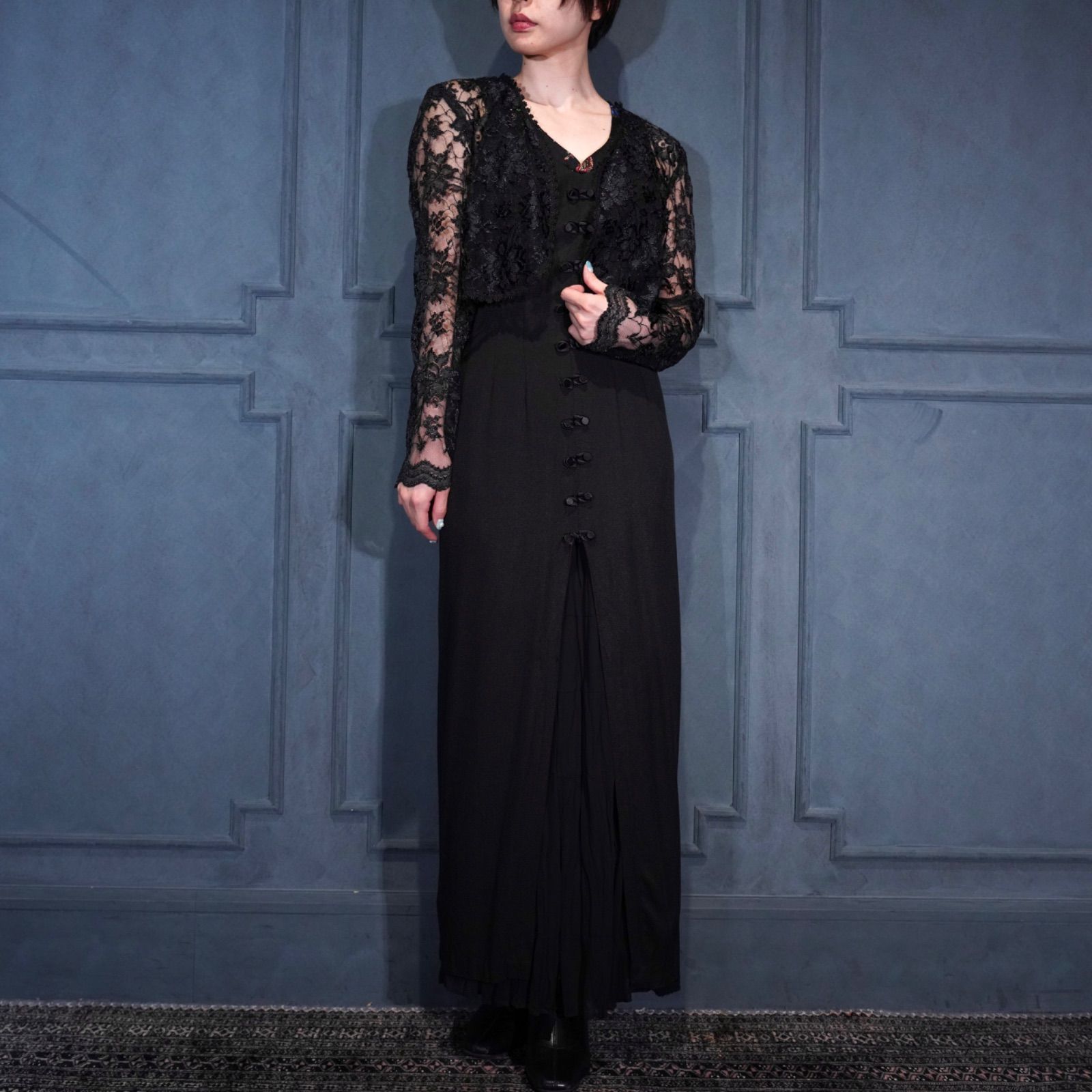 USA VINTAGE PANACHE ALL FLOWER LACE DESIGN BORERO CARDIGAN|アメリカ古着総お花レースデザインボレロカーディガン USTAUSTRALIA_COM_AU