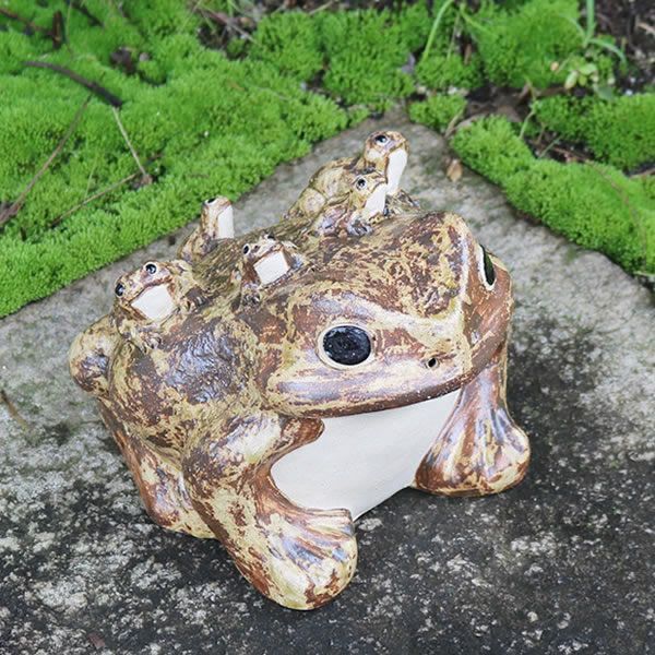 信楽焼 しがらき やきもの 陶器 置物 カエル かえる 縁起物 ギフト 六