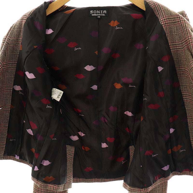 【SONIA RYKIEL/ソニア リキエル】ジャケット　サイズ40（中古） ソニアリキエル ベルベット ジャケット ブラック 裏地リップ柄