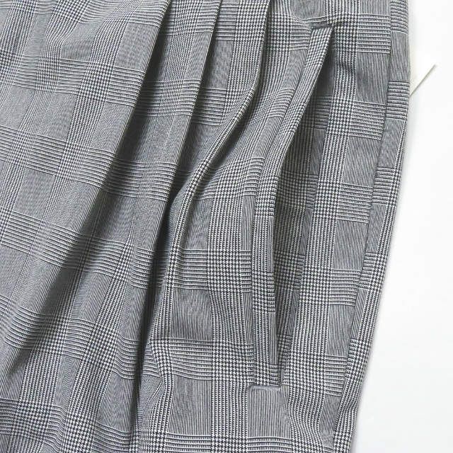 mando マンド 21SS 日本製 GLEN CHECK TUCK WIDE PANTS ポリエステルレーヨン グレンチェック3プリーツバギーパンツ 21198-006 1 ブラック ボトムス【新古品】【中古】【mando】 新品 mando マンド 21SS 日本製 GLEN CHECK TUCK WIDE PANTS
