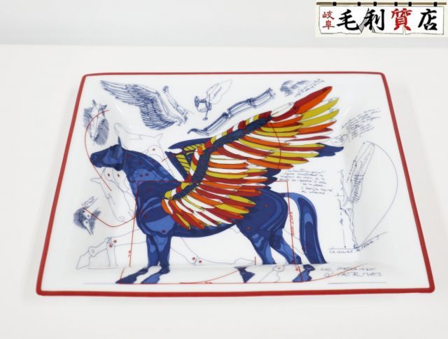 HERMES エルメス H311245M 01 ヴィド ポッシュ ペガサス アッシュトレイ トレイ インテリア トレー 陶器 極上美品 【中古】灰皿