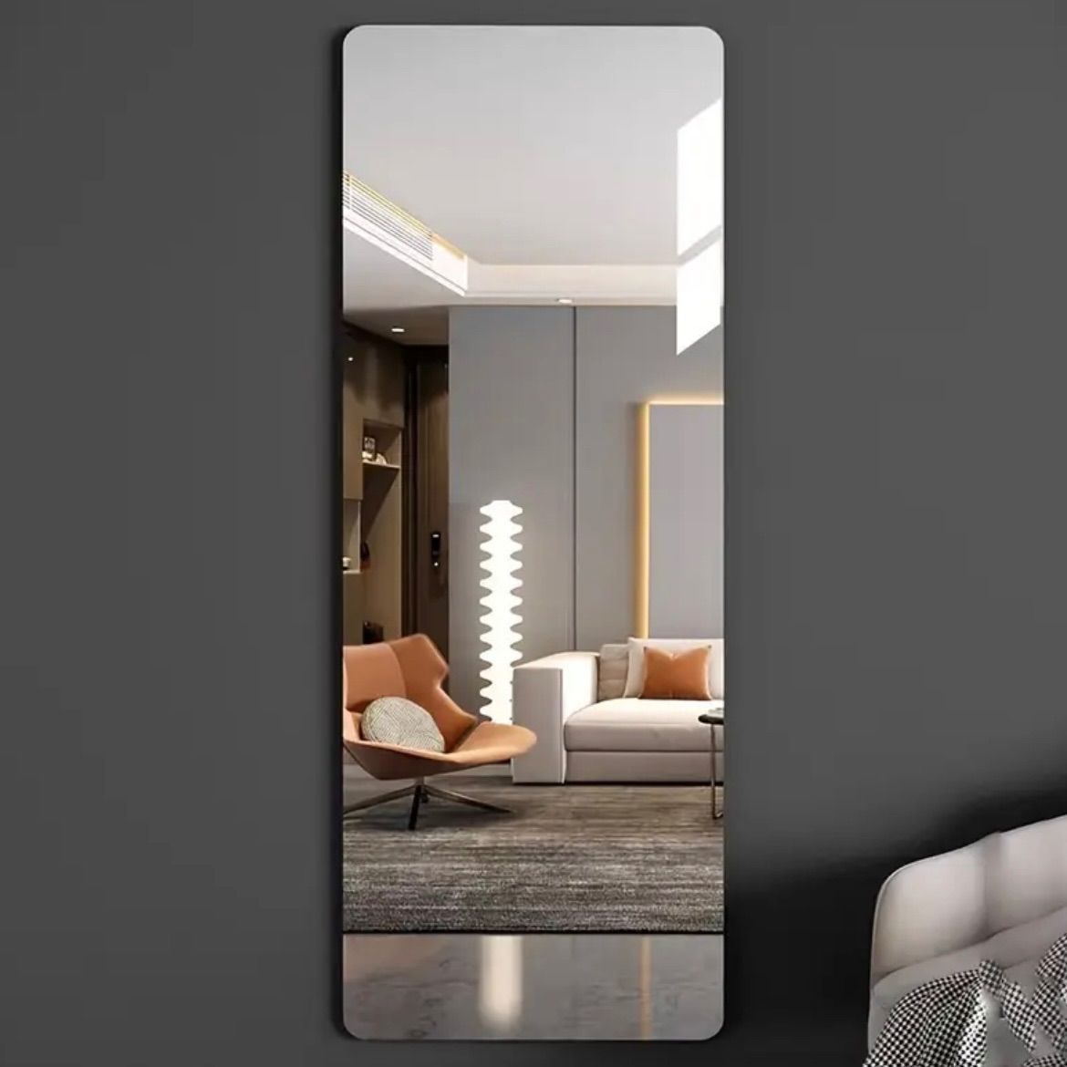 鏡 アクリルミラー 北欧 フルレングス 無欠デザイン ウォールミラー 壁掛け 貼り付け おしゃれ 47x120cmサイズ 壊れにくい素材 柔軟設計 大型ミラー ホームデコ インテリアミラー 全身鏡 室内装飾 ドレッサー ミニマルデザイン 軽量設計 リビング