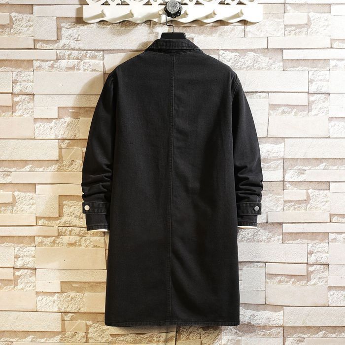 新品 コート デニムコート メンズ ロング丈 無地 デニム