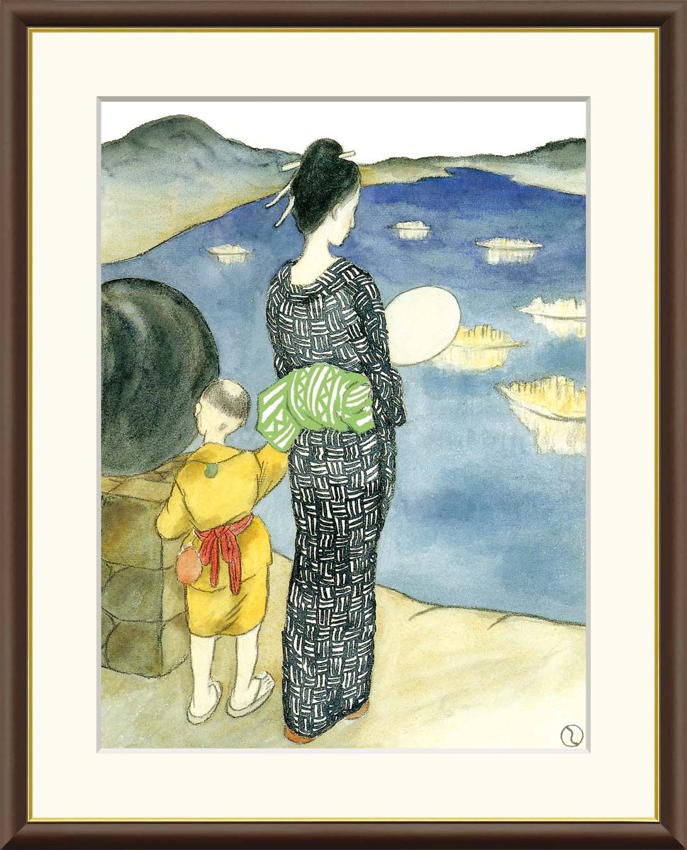 竹久夢二 「雪の風」リトグラフ 版画 絵画 竹久夢二 冬(雪の風) - 竹久