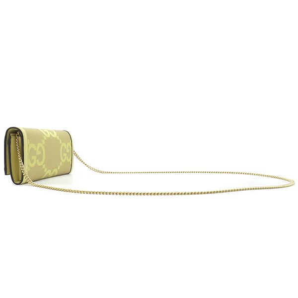 グッチ GUCCI チェーンウォレット GGジャンボ オフィディア コンチネンタルウォレット レザー ジャンボGGキャンバス イエロー ゴールド金具 黄 ショルダー 726497 箱