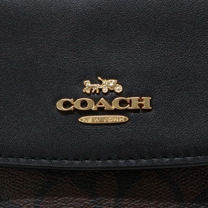 コーチ COACH レイチェル フォン クロスボディ PVC / スムースレザー シグネチャー 3051 スマホショルダー 斜め掛け 肩掛け ミニ ショルダーバッグ ポシェット ミニバッグ レディース メンズ ダークブラウン ブラック 中古 mbe11005