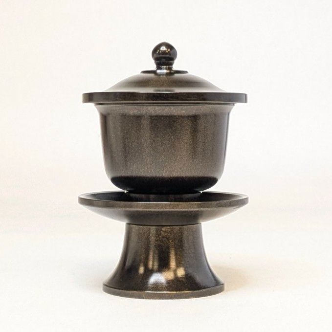 茶湯器 金属製 総高さ約11cm 落し付き 仏具 湯呑み 色付き