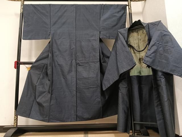 平和屋着物○男性 紬 アンサンブル 長羽織 100亀甲 総詰め 正絹 逸品  