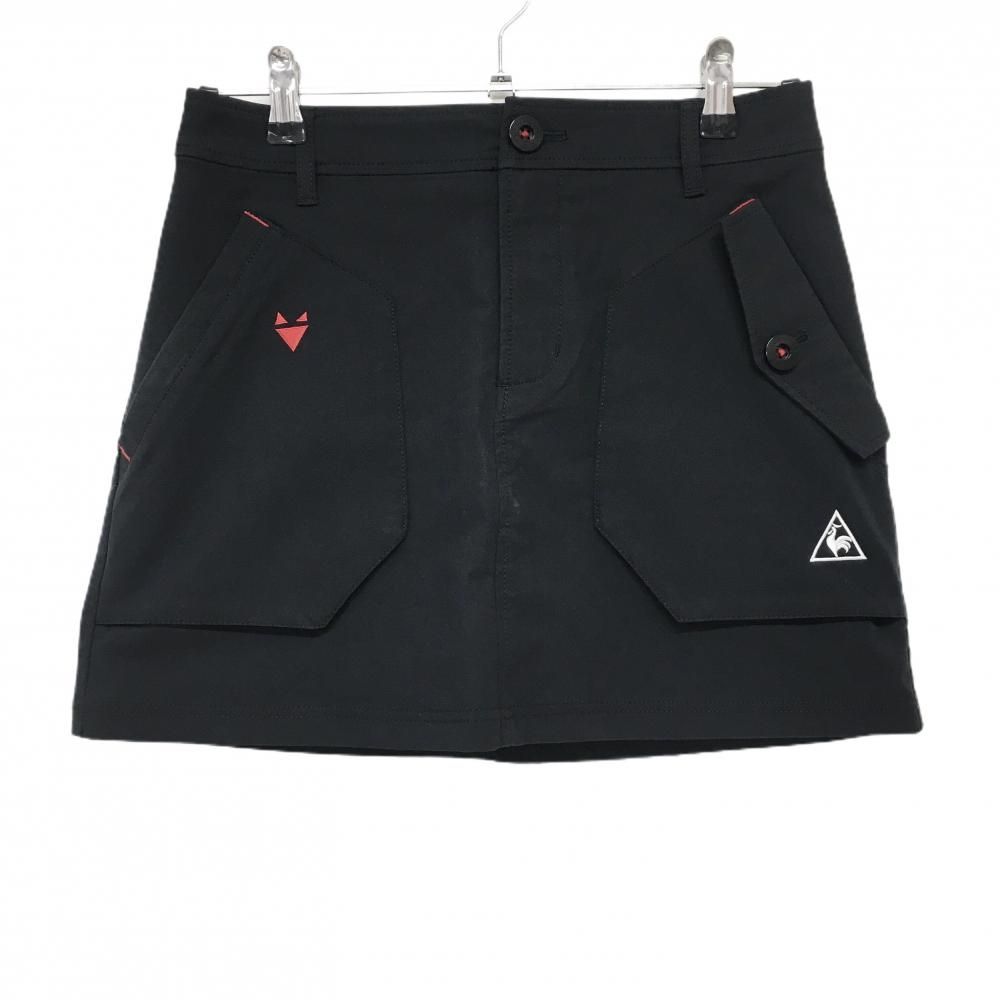 ショップレビュー ランキング スカート 美品】ルコックゴルフ 黒 ストレッチ ロゴ刺しゅう レディースウェア