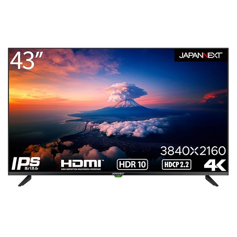 co.jp JAPANNEXT 43インチ 大型 モニター 4K UHD 3840x2160解像度 IPS ディスプレイ デジタル サイネージ HDMI スピーカー内蔵 VESA対応 ブルーライトカット JN-i432TUR 1