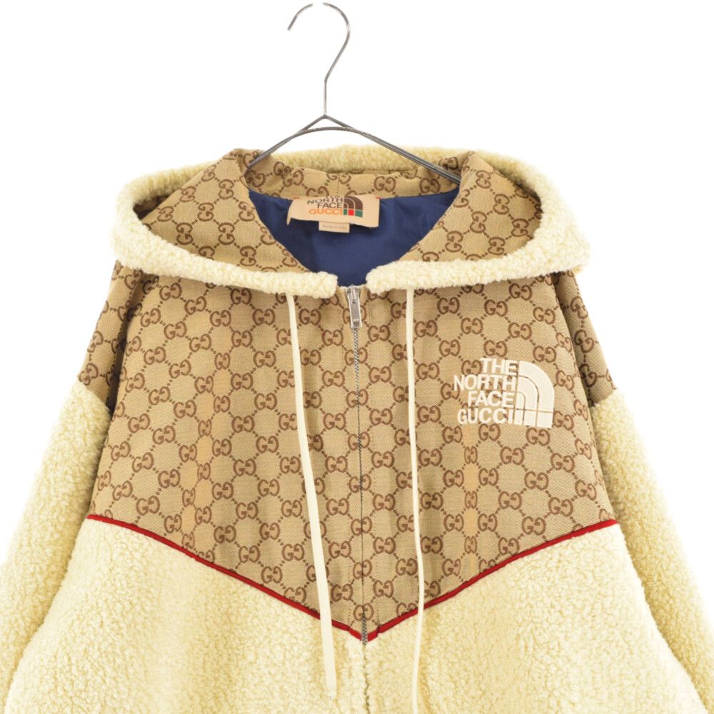 GUCCI (グッチ) 21SS×THE NORTHFACE GG Canvas Shearling Jacket ノースフェイス GGキャンバス  シアリング フリース フーディ ジャケット ブラウン 644582 XJC3T - メルカリ