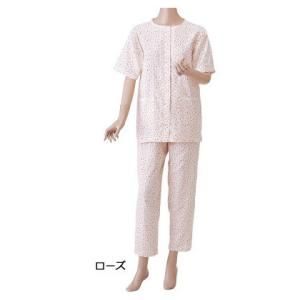 【新品・2営業日で発送】神戸生絲 婦人用 楽らくガーゼパジャマ半袖 NO900 ローズ S