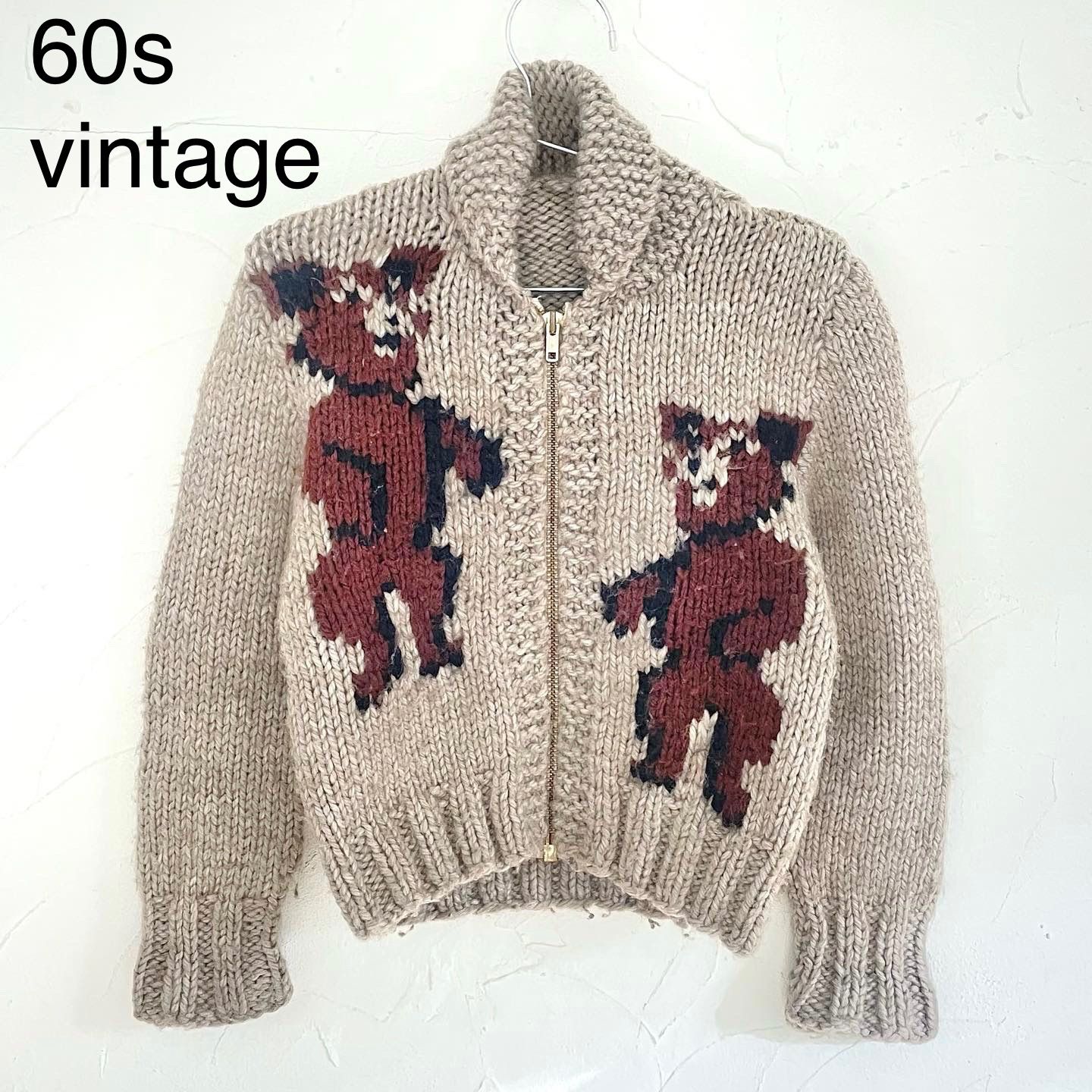 60s vintage カウチンセーター クマ柄 キッズビンテージ 4,5歳用