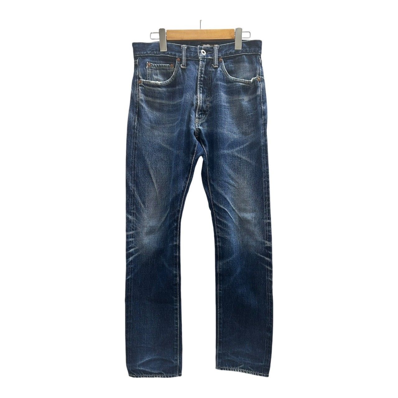 CORONA (コロナ) デニム ストレート パンツ 革パッチ ジッパーフライ