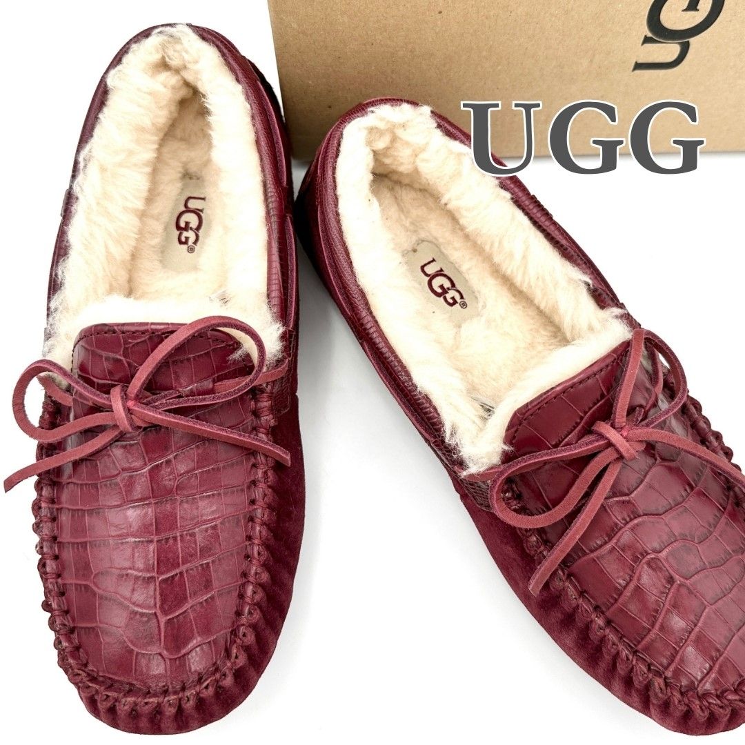 ★極美品★アグ ダコタ モカシン クロコ ムートン ワインレッド 1302T UGG ダコタ モカシン クロコ ムートン ワインレッド 1302T