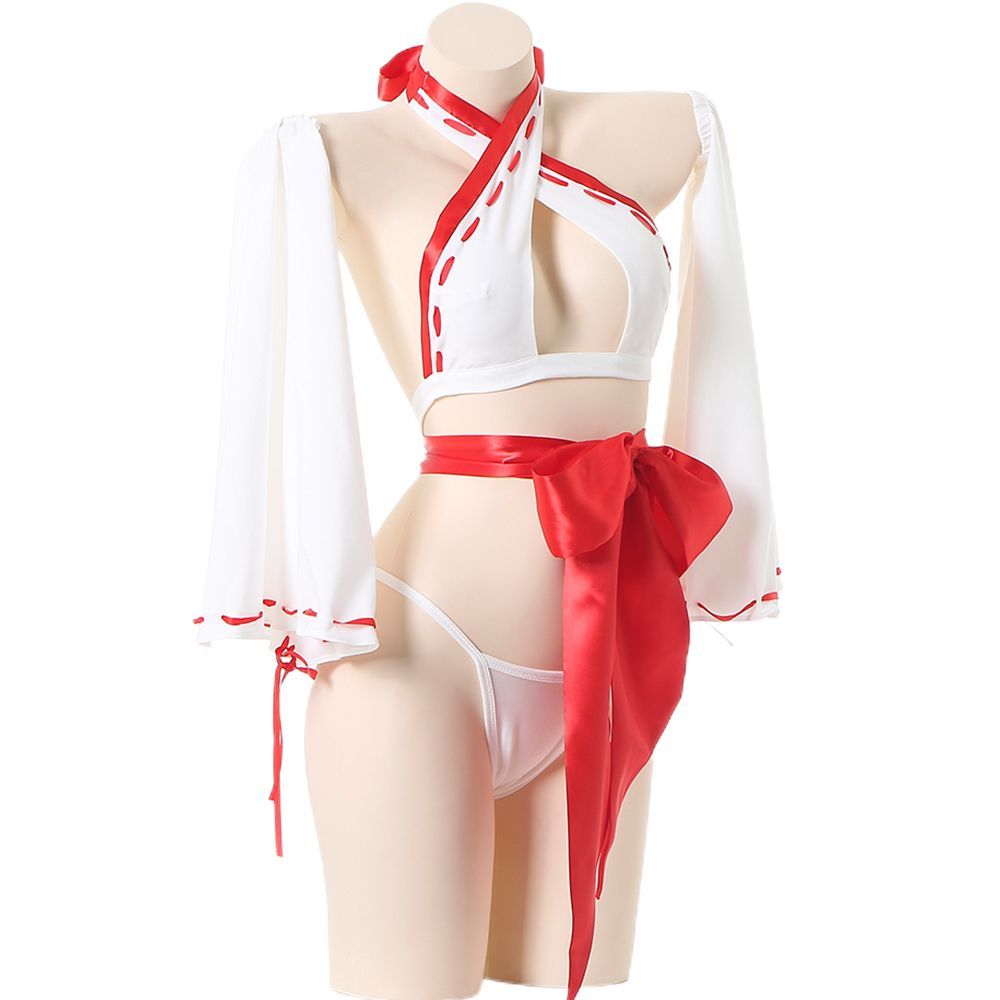 巫女　ビキニ 巫女 セクシー コスプレみこビキニ ミニ丈 巫女ガール 忍者 着物 和装086 - メルカリ