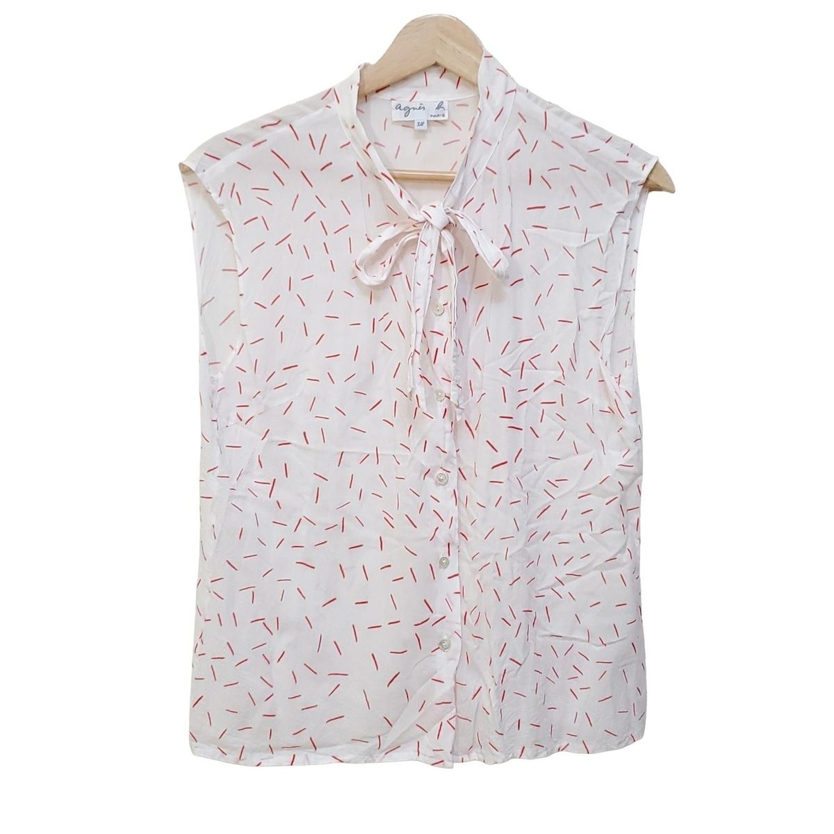 ［美品］アニエスベー　PARIS 38 ノースリーブ　シャツ agnes b(アニエスベー) ノースリーブシャツブラウス サイズ38 M