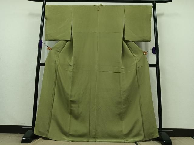 平和屋着物 上質な色無地 柳染色 正絹 AABA7898jh