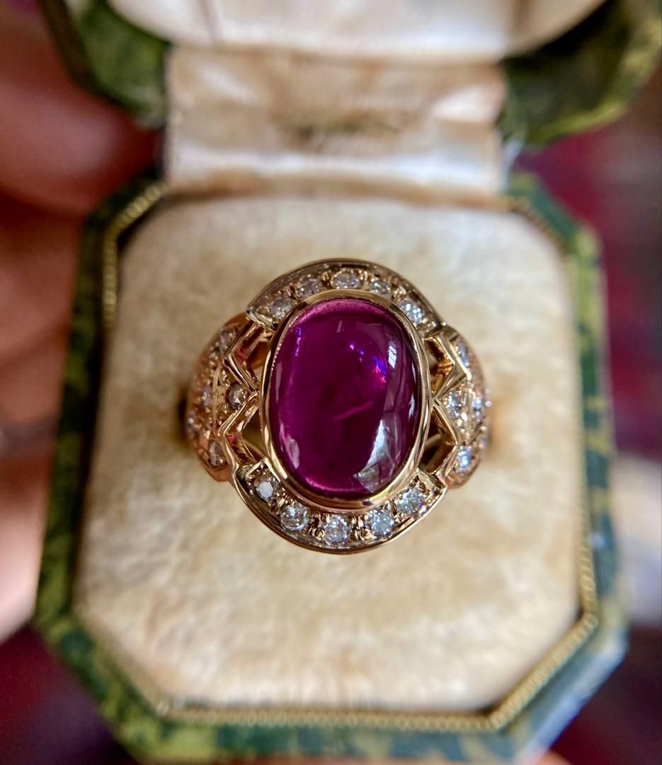 k18 昭和ヴィンテージルビー3.04ct × ダイヤモンド 0.38ct リング 指輪 