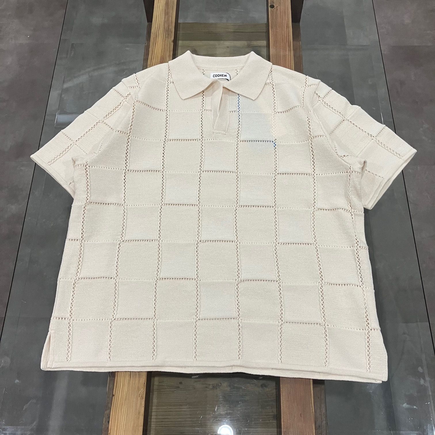 COOHEM コーヘン LINKS CHECK KNIT PULLOVER ECRU リンクス チェック