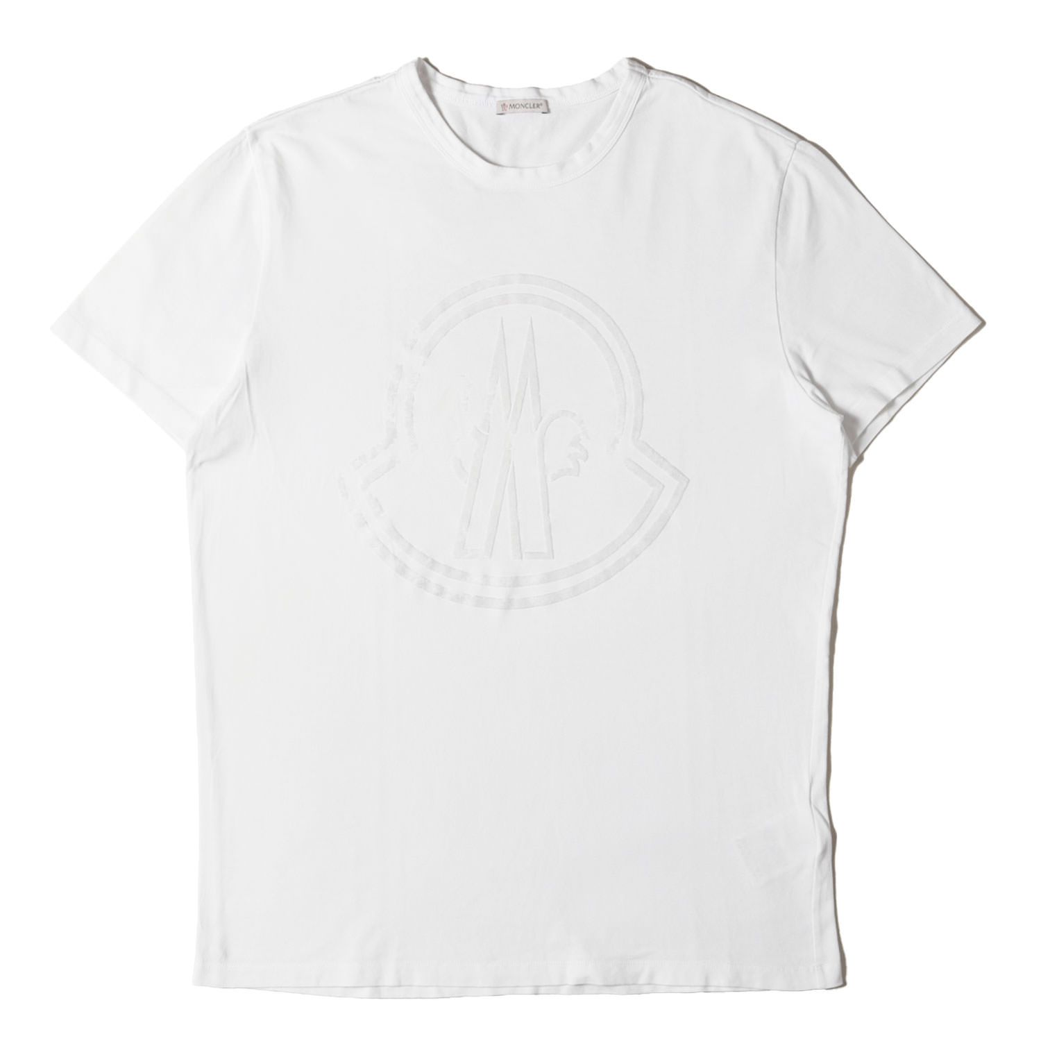 【美品】MONCLER モンクレール半袖Tシャツ白センターロゴゴールドM MONCLER モンクレール Tシャツ ホワイト 白 サイズ:XL