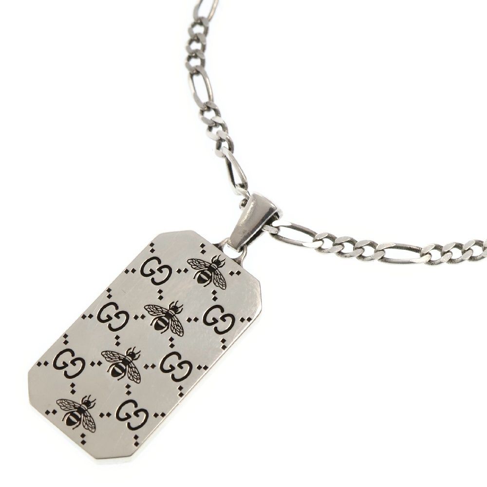 GUCCI (グッチ) シグネチャー BEE ロゴプレート ネックレス シルバー 1313AR