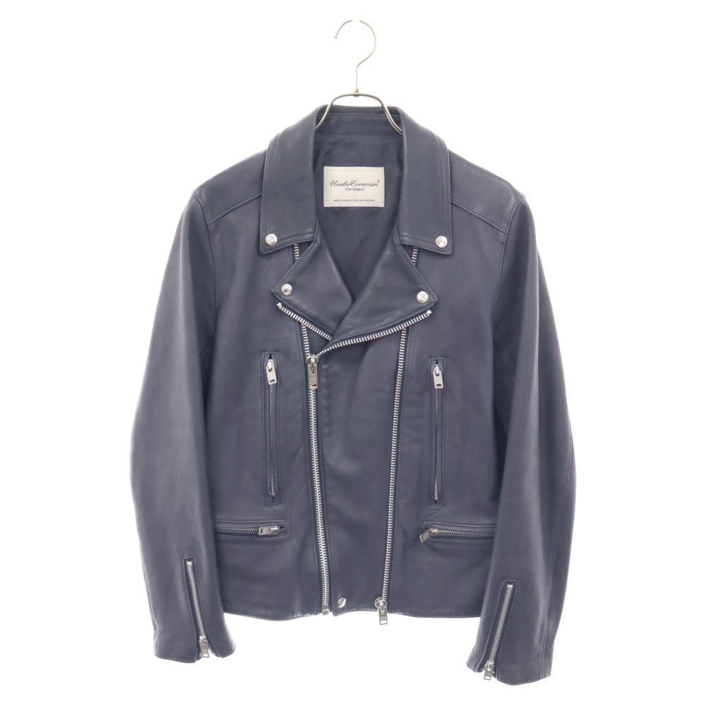 UNDERCOVER カウレザーダブルライダースジャケット（ネイビー）