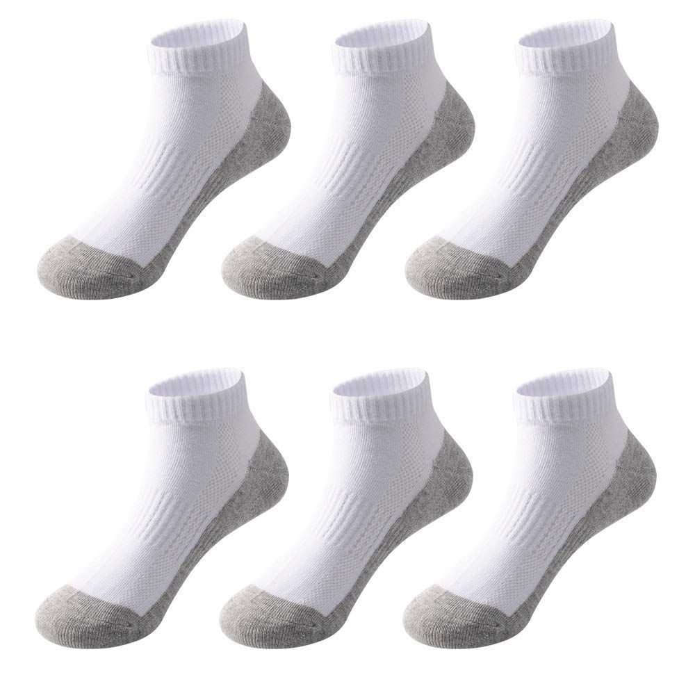 ソックス メッシュ 子供 キッズ ショート丈 ソックス ジュニア 足底濃色 白 汚れが目立たない靴下くるぶし通学用 スニーカー丈 Ayfoone 6足セット 足底グレー S 5-8歳