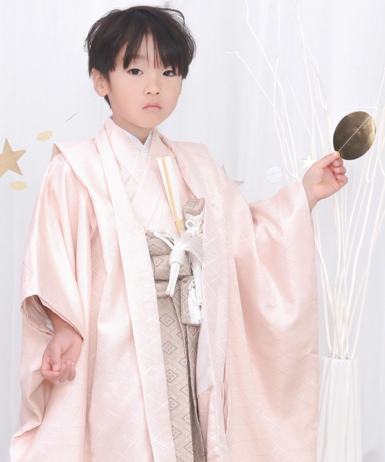 KYOETSU キョウエツ 七五三 5歳 男の子 着物 セット 羽織 袴 フルセット 753 くすみ 5.アプリコット 5歳サイズ