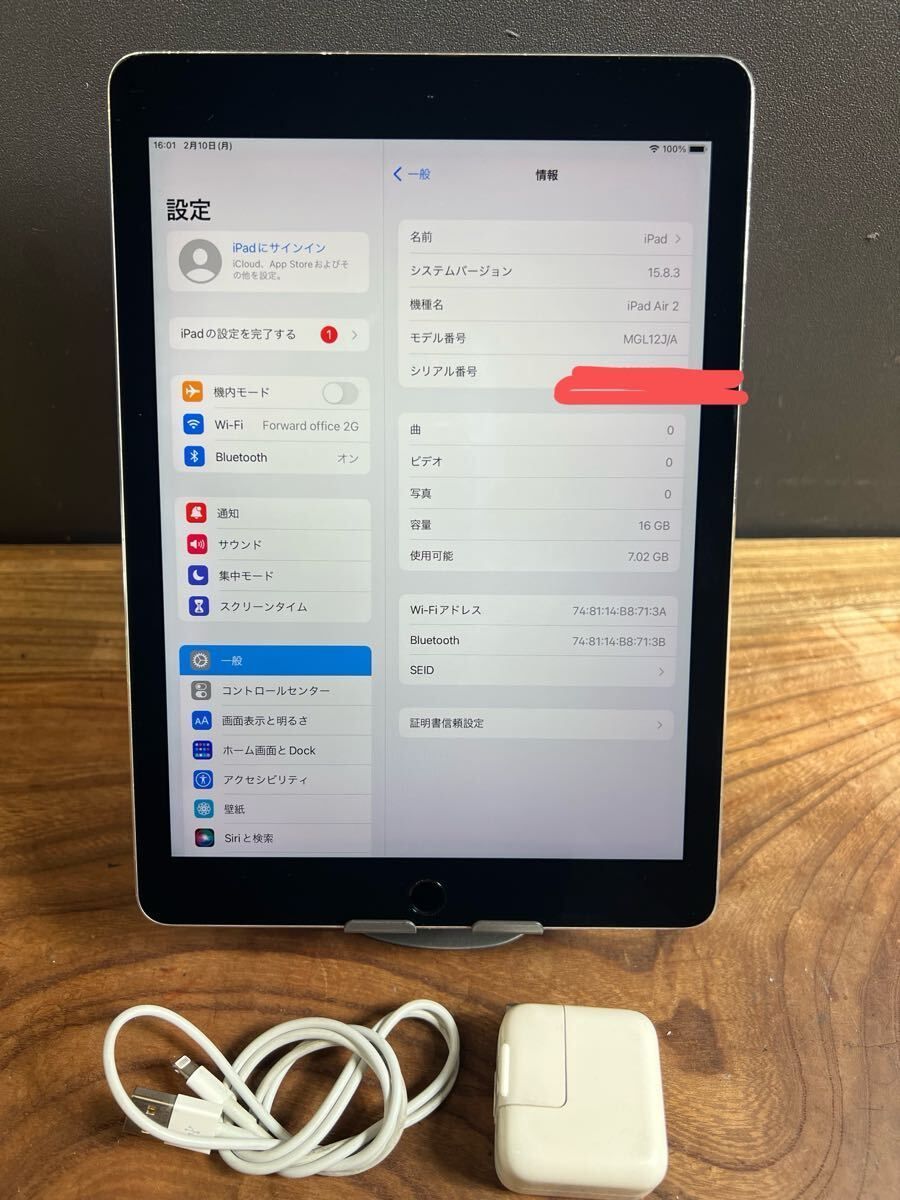 Apple iPad Air2/16GB/Wi-Fi/電池健康100% /HW176 - メルカリ