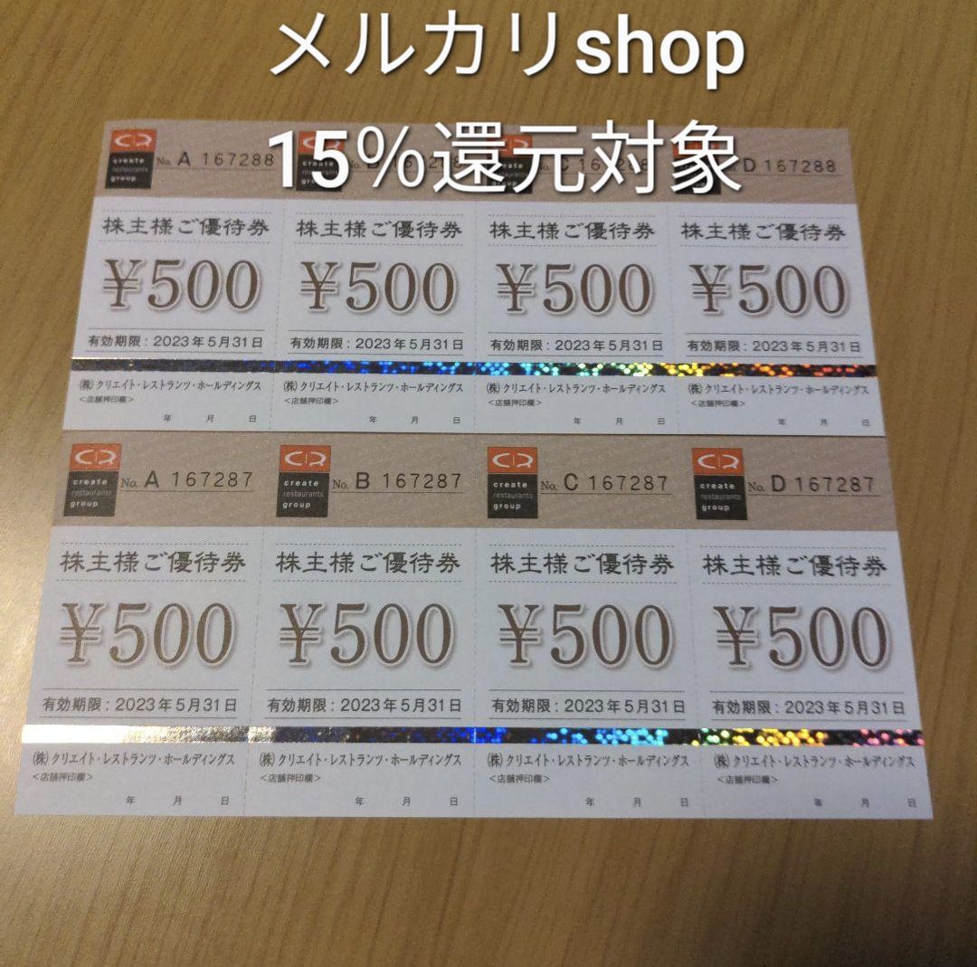 クリエイトレストランツ 4000円分株主優待券 【公式通販】