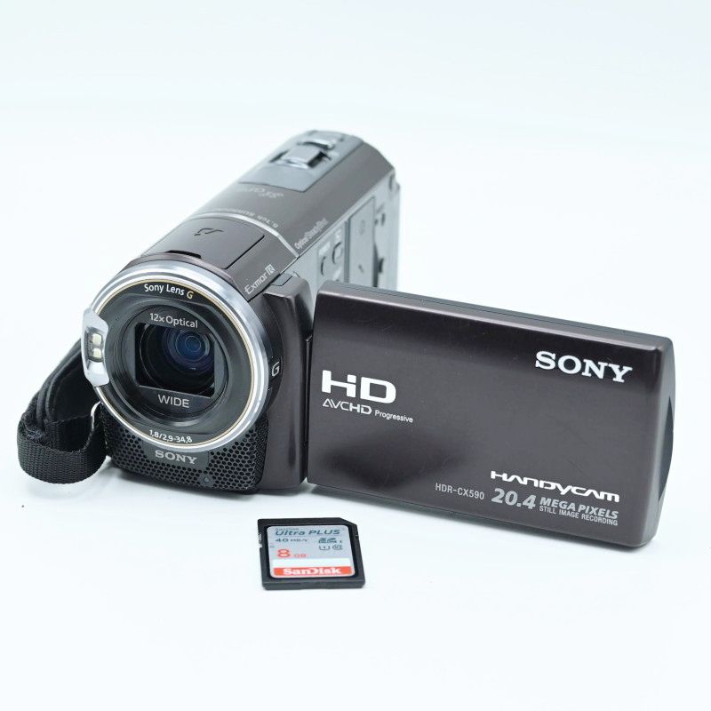 K05-t019 動作 済 SONY ソニー HDR-CX590V デジタルHDビデオカメラレコーダー ボルドーブラウン 純正バッテリー SDカード付き USB充電