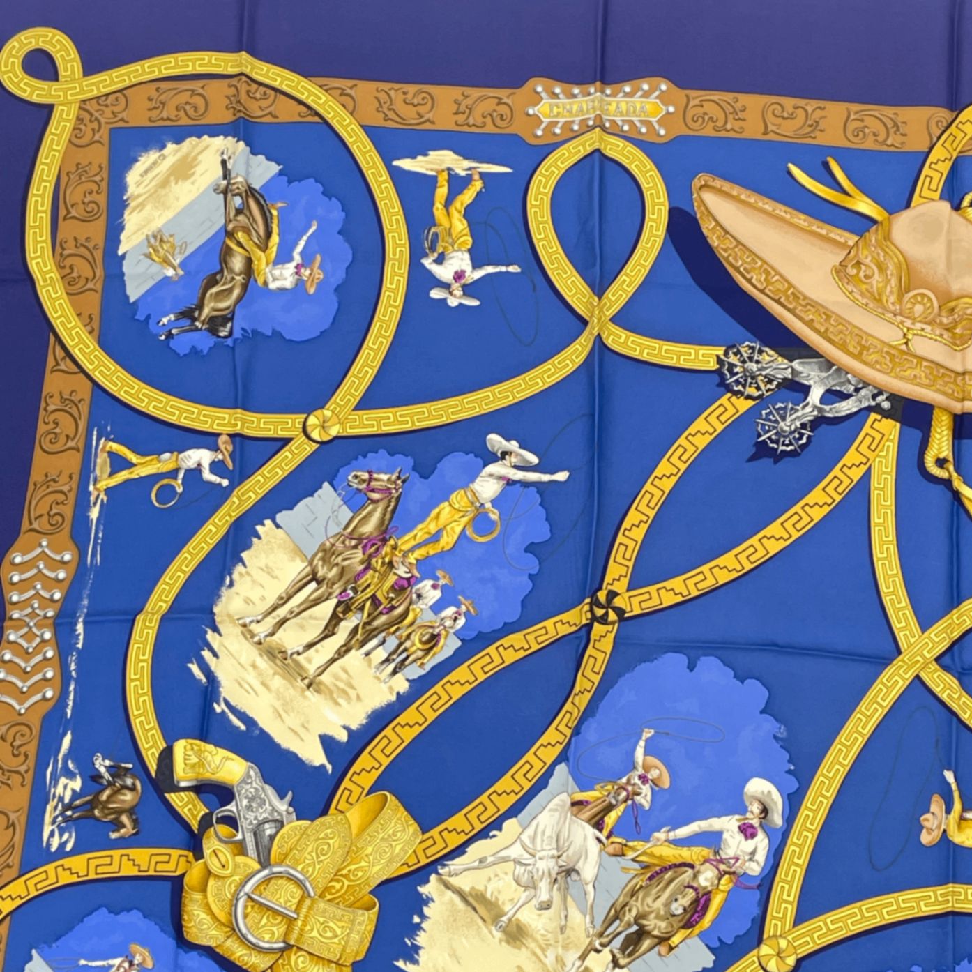 美品 HERMES エルメス カレ90 スカーフ CHARREADA チャレアーダ 馬