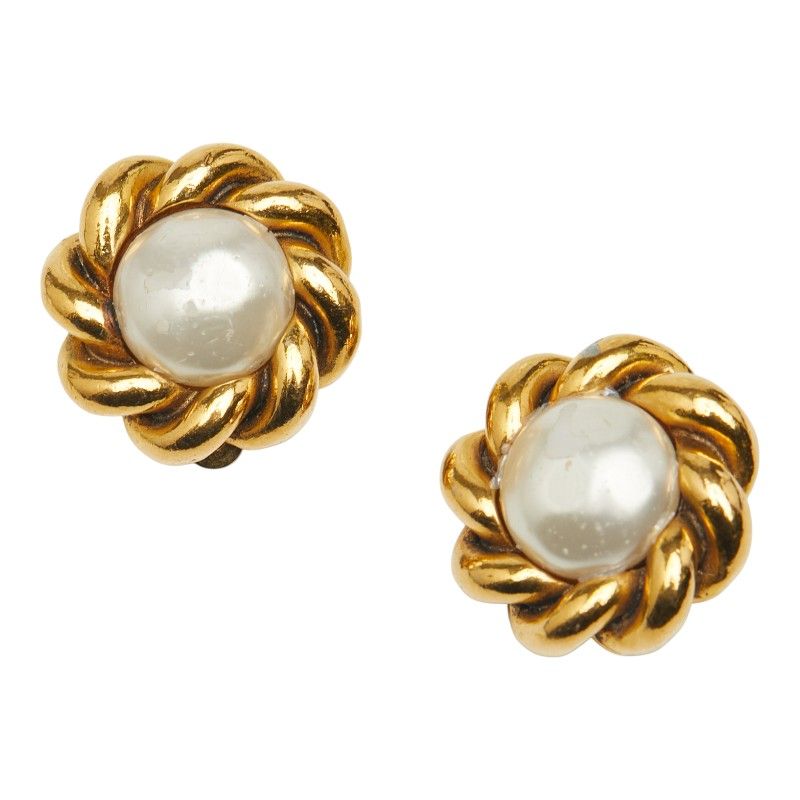 シャネル ラウンド ゴールド メッキ フェイクパール レディース CHANEL 205-38624