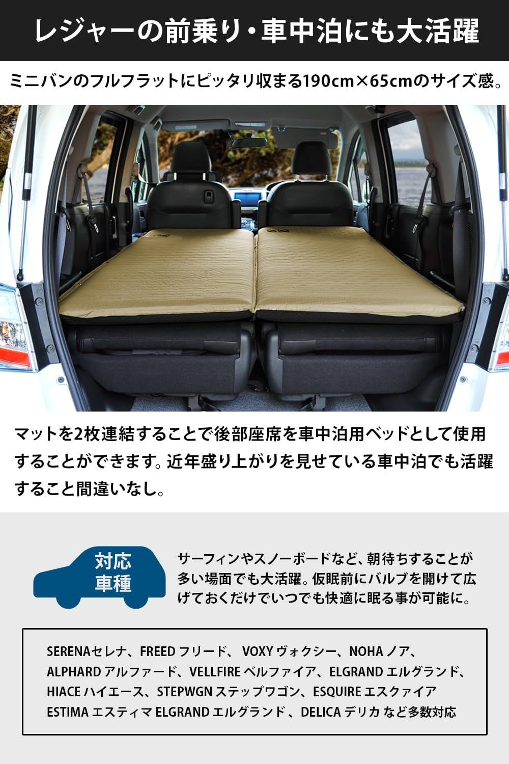 WAQ キャンプマット 車中泊マット 厚手 8cm コンパクト R値 6.0