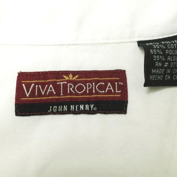 古着 VIVA TROPICAL キューバシャツ XL ホワイト 半袖 オープン