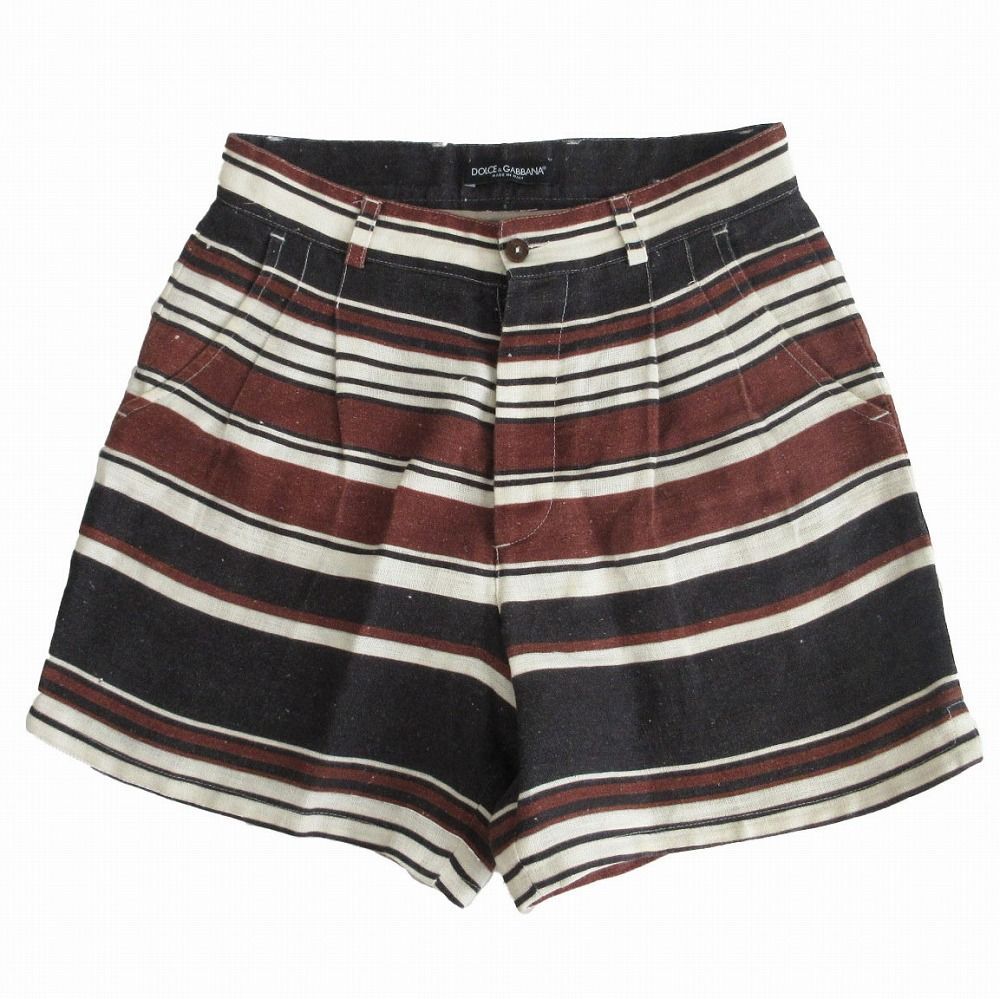 最新発見 ドルチェ＆ガッバーナ Dolce&Gabbana ショート ボーダー リネン パンツ