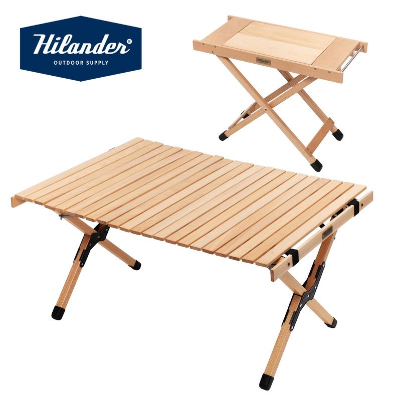 Hilander ハイランダー ウッドロールトップテーブルEX ジョイントサイドテーブル2 な2点セット ナチュラル