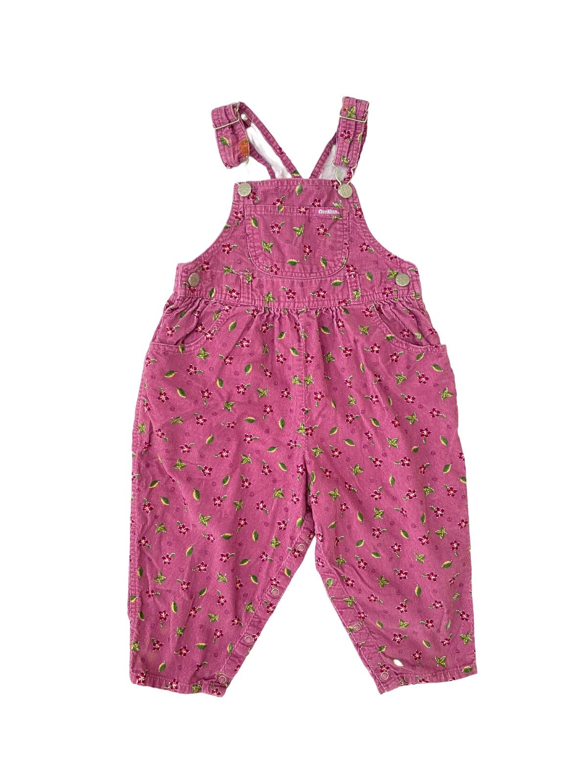 Size 100 オシュコシュ オーバーオール 花柄 ピンク コーデュロイ oshkosh ヴィンテージ