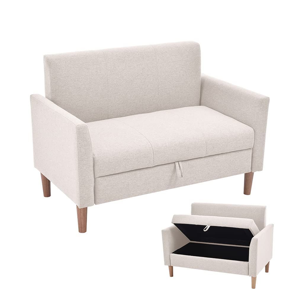 ソファ ソファー 2人がけ 収納付き 幅106cm オーエスジェイ OSJ 肘付き コンパクト ローソファ 掃除機も通れる かんたん組立 2人掛けソファ 2人掛けソファー ベージュ