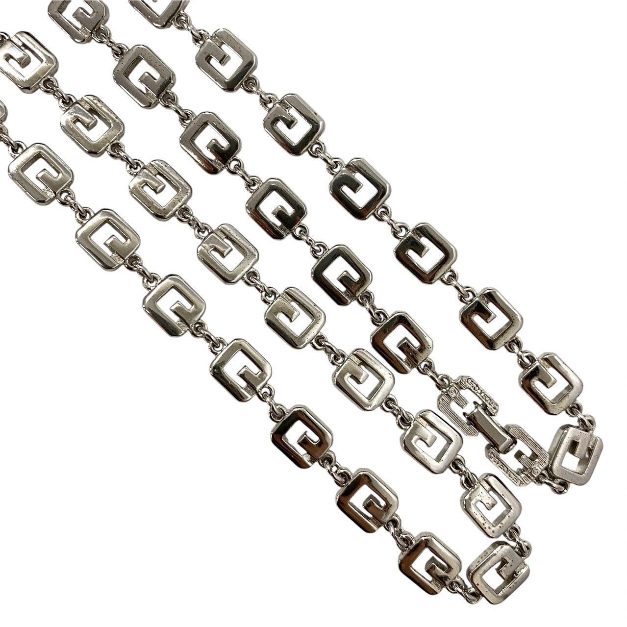 ヴィンテージ】GIVENCHYジバンシーロゴ シルバーロングネックレス