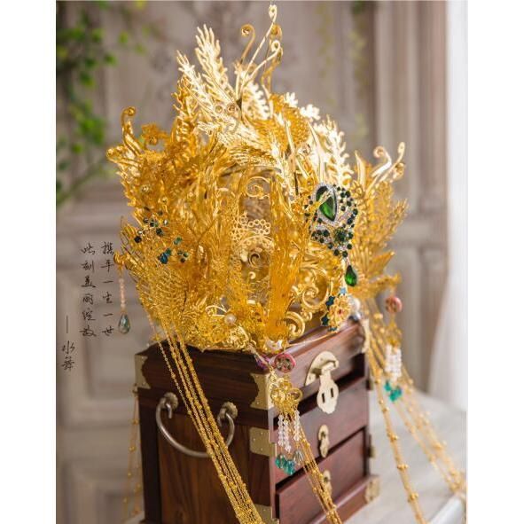 華流コスプレ用髪飾り 王冠 漢服用ヘア 舞台撮影グッズ フリンジかんざしティアラ 皇后風王冠帽子 チャイナ風髪飾り 結 WWW_TRAVELLANDINDIA_COM