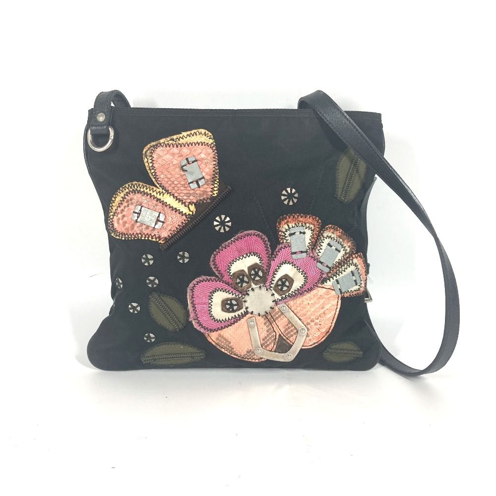 PRADA プラダ刺繍 ロゴ ナイロンバッグ レディース PRADA プラダ ショルダーバッグ ロゴ刺繍 ナイロン ブラック